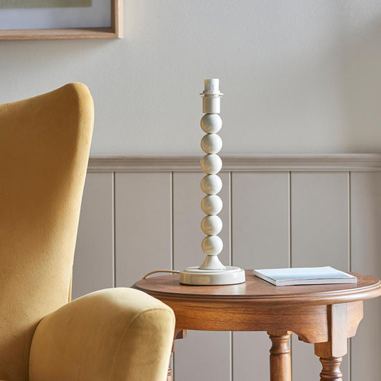Higgledy And Leaf 20cm Shell Bay Blue Shade Table Lamp With High Gloss Almond White Base