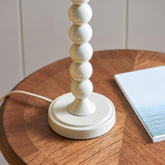 Higgledy And Leaf 20cm Shell Bay Blue Shade Table Lamp With High Gloss Almond White Base