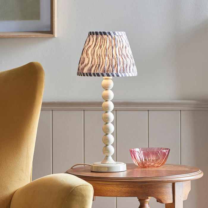 Higgledy And Ripple 20cm Pearl Grey Shade Table Lamp With Gloss Almond White Base