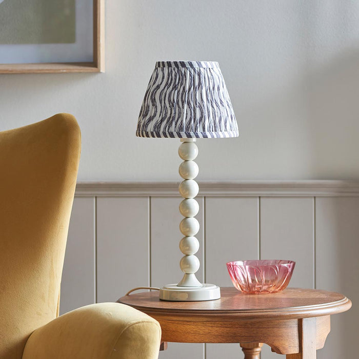 Higgledy And Ripple 20cm Pearl Grey Shade Table Lamp With Gloss Almond White Base