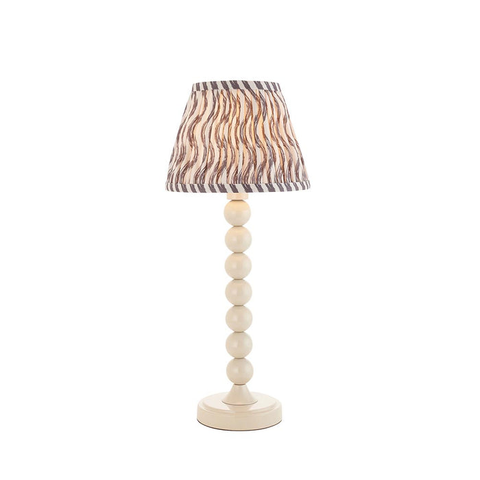 Higgledy And Ripple 20cm Pearl Grey Shade Table Lamp With Gloss Almond White Base