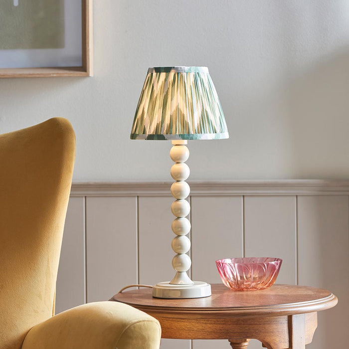 Higgledy And Zigzag 20cm Cotswold Green Shade Table Lamp With Gloss Almond White Base