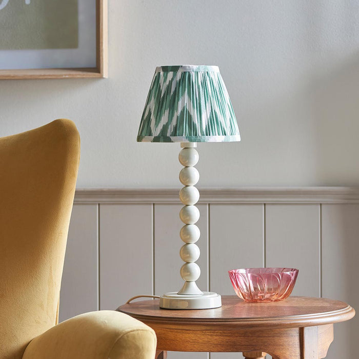 Higgledy And Zigzag 20cm Cotswold Green Shade Table Lamp With Gloss Almond White Base