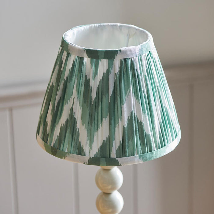 Higgledy And Zigzag 20cm Cotswold Green Shade Table Lamp With Gloss Almond White Base