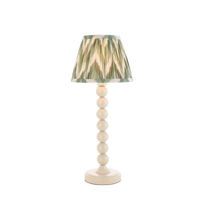 Higgledy And Zigzag 20cm Cotswold Green Shade Table Lamp With Gloss Almond White Base