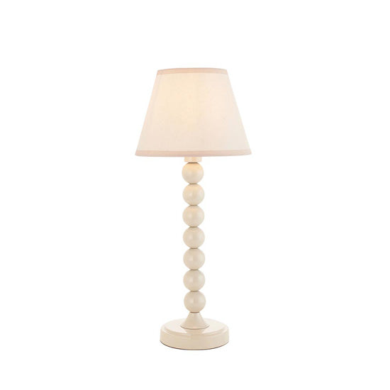 Higgledy And Ivy 20cm Vintage White Shade Table Lamp With High Gloss Almond White Base