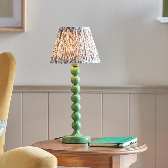 Higgledy And Leaf 20cm Pearl Grey Shade Table Lamp With High Gloss Cotswold Green Base