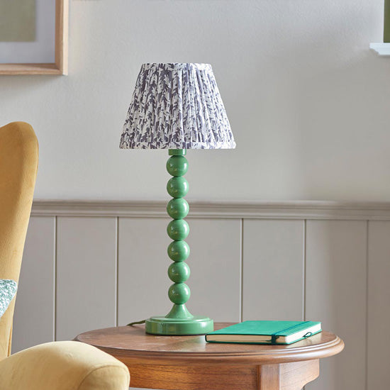 Higgledy And Leaf 20cm Pearl Grey Shade Table Lamp With High Gloss Cotswold Green Base