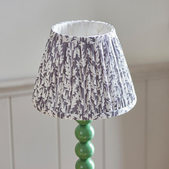 Higgledy And Leaf 20cm Pearl Grey Shade Table Lamp With High Gloss Cotswold Green Base