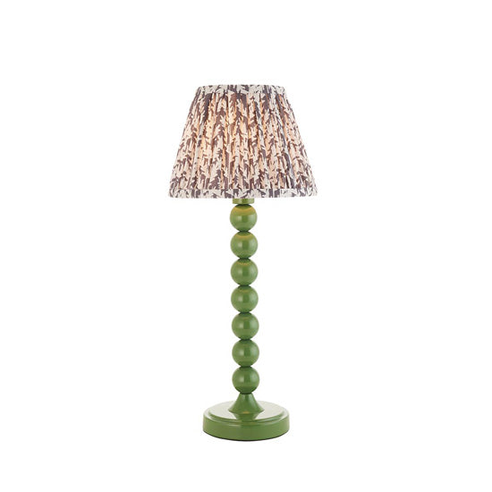 Higgledy And Leaf 20cm Pearl Grey Shade Table Lamp With High Gloss Cotswold Green Base