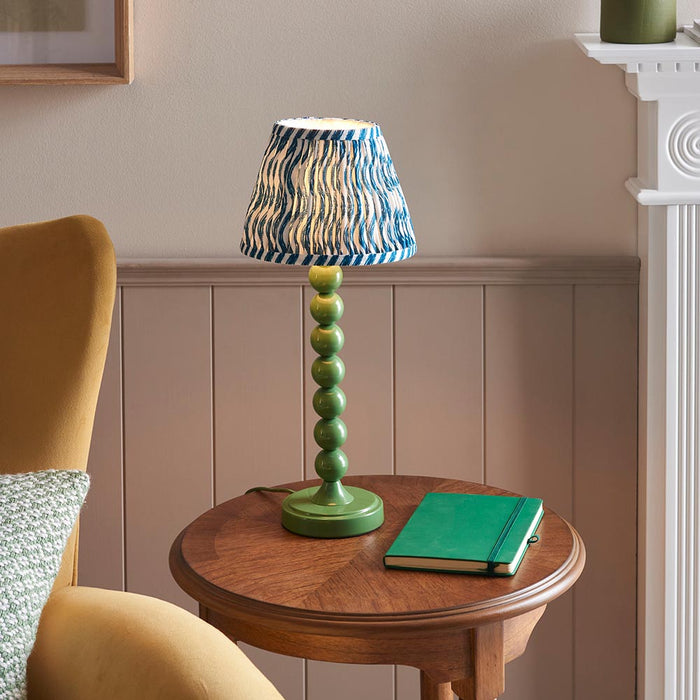 Higgledy And Ripple 20cm Marlin Blue Shade Table Lamp With Gloss Cotswold Green Base