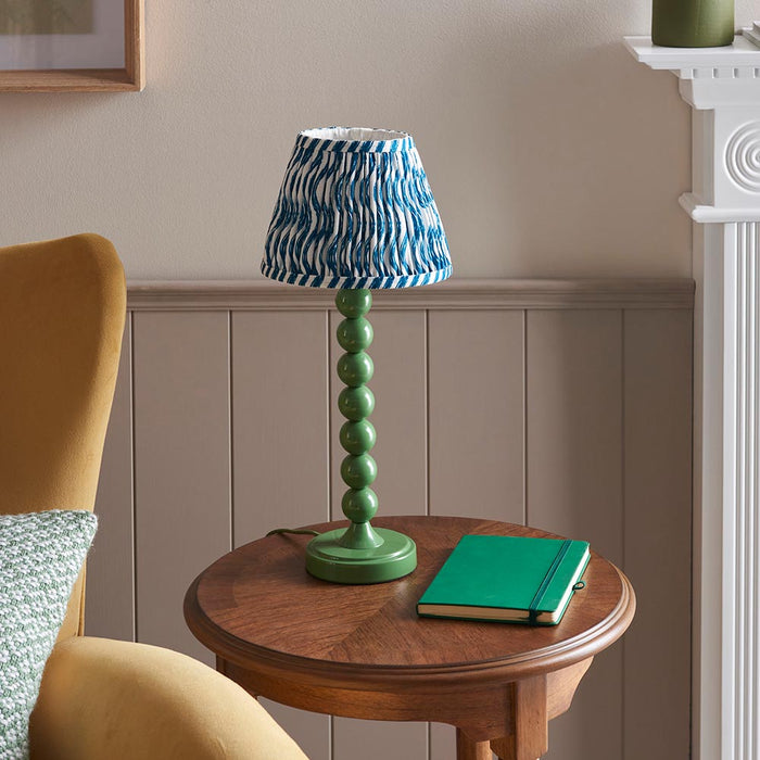 Higgledy And Ripple 20cm Marlin Blue Shade Table Lamp With Gloss Cotswold Green Base