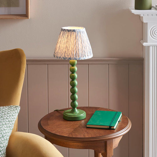 Higgledy And Leaf 20cm Shell Bay Blue Shade Table Lamp With High Gloss Cotswold Green Base