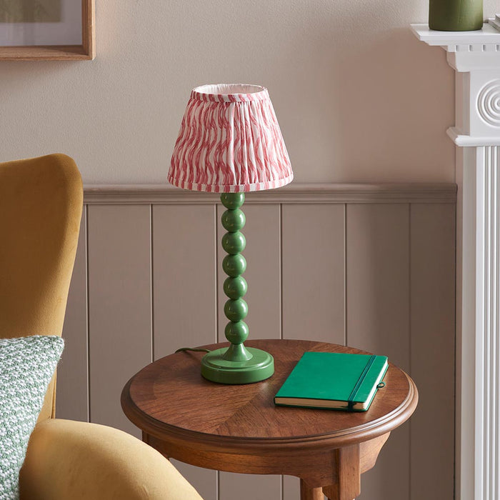 Higgledy And Ripple 20cm Coral Pink Shade Table Lamp With Gloss Cotswold Green Base