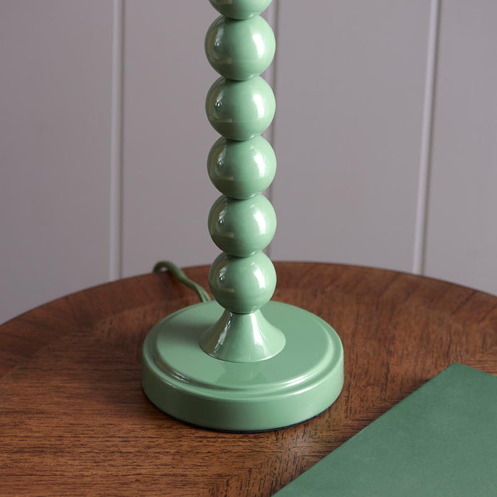 Higgledy And Ripple 20cm Coral Pink Shade Table Lamp With Gloss Cotswold Green Base