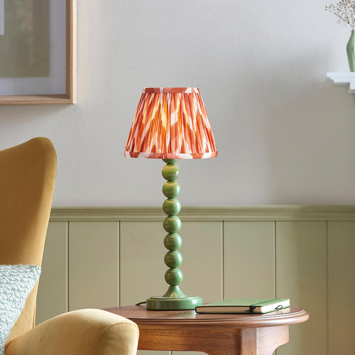 Higgledy And Zigzag 20cm Apricot Orange Shade Table Lamp With Gloss Cotswold Green Base