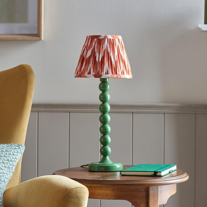 Higgledy And Zigzag 20cm Apricot Orange Shade Table Lamp With Gloss Cotswold Green Base