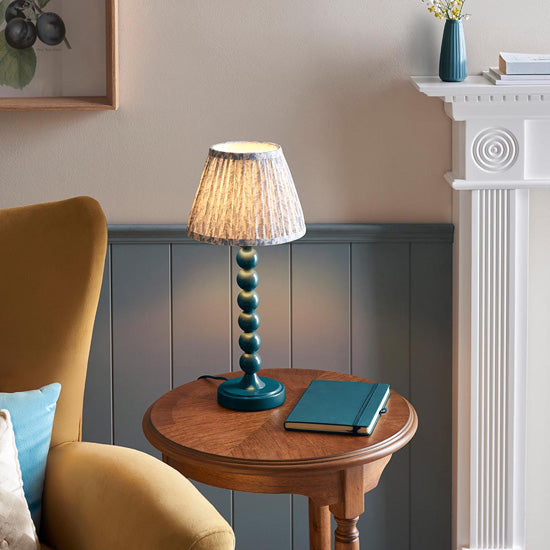 Higgledy And Leaf 20cm Shell Bay Blue Shade Table Lamp With High Gloss Marlin Blue Base