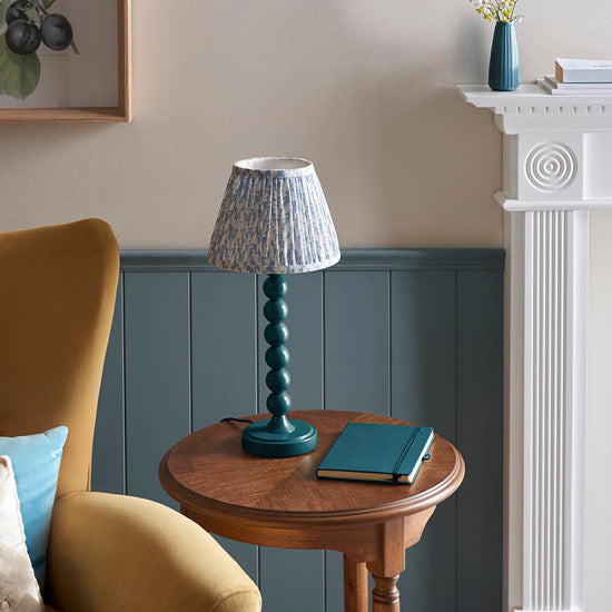 Higgledy And Leaf 20cm Shell Bay Blue Shade Table Lamp With High Gloss Marlin Blue Base