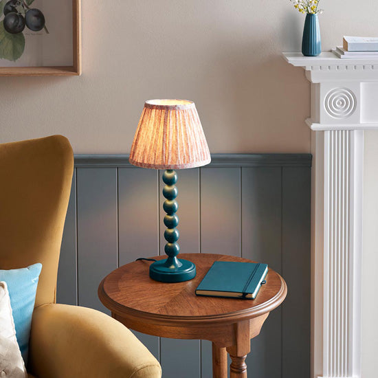 Higgledy And Leaf 20cm Peachy Keen Shade Table Lamp With High Gloss Marlin Blue Base