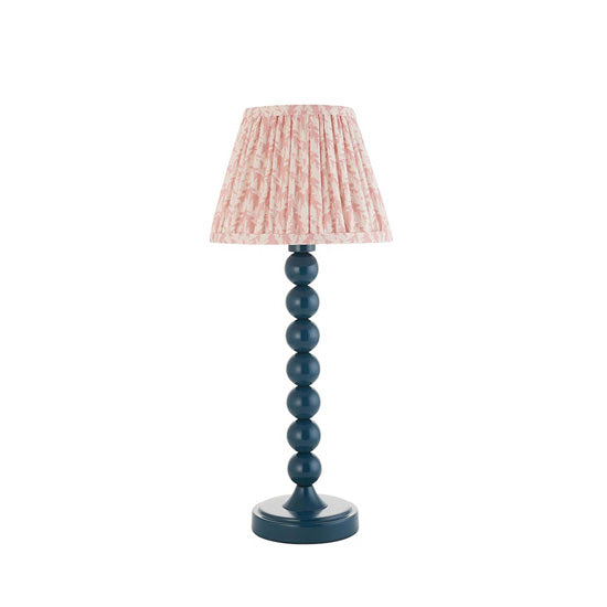 Higgledy And Leaf 20cm Peachy Keen Shade Table Lamp With High Gloss Marlin Blue Base