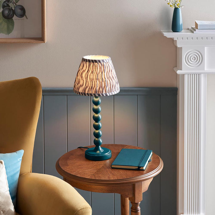 Higgledy And Ripple 20cm Pearl Grey Shade Table Lamp With Gloss Marlin Blue Base