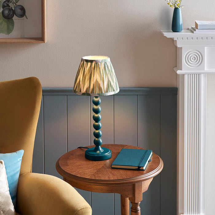 Higgledy And Zigzag 20cm Cotswold Green Shade Table Lamp With Gloss Marlin Blue Base