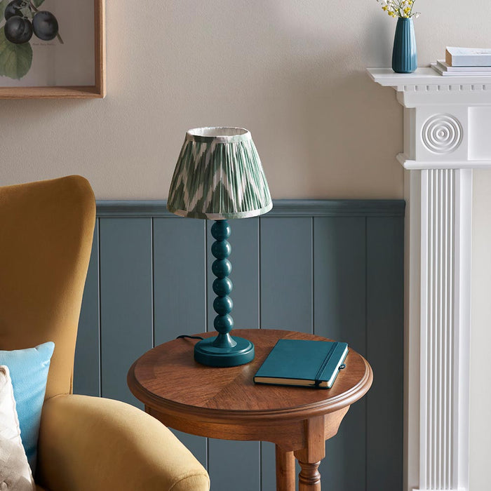 Higgledy And Zigzag 20cm Cotswold Green Shade Table Lamp With Gloss Marlin Blue Base