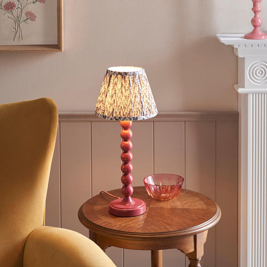Higgledy And Leaf 20cm Pearl Grey Shade Table Lamp With High Gloss Pink Clay Base