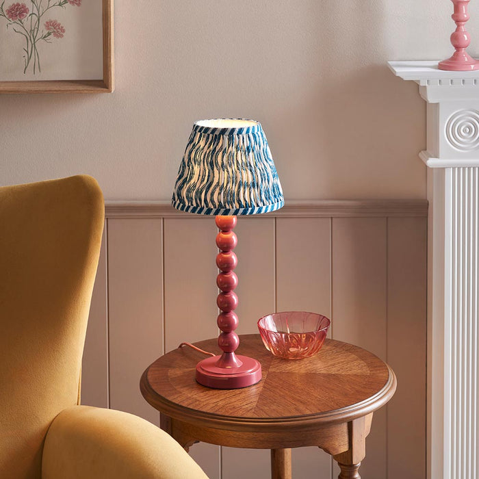 Higgledy And Ripple 20cm Marlin Blue Shade Table Lamp With Gloss Pink Clay Base