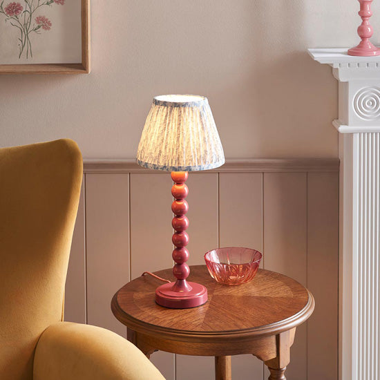 Higgledy And Leaf 20cm Shell Bay Blue Shade Table Lamp With High Gloss Pink Clay Base