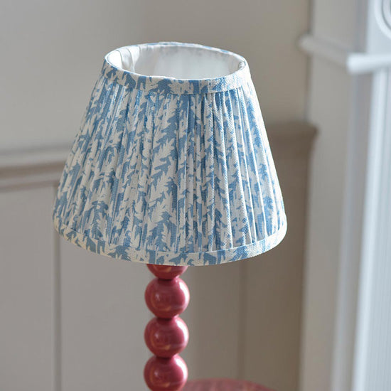 Higgledy And Leaf 20cm Shell Bay Blue Shade Table Lamp With High Gloss Pink Clay Base