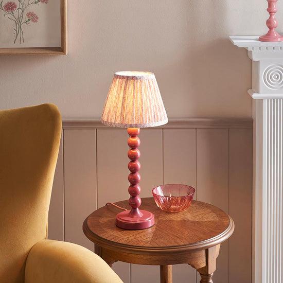 Higgledy And Leaf 20cm Peachy Keen Shade Table Lamp With High Gloss Pink Clay Base