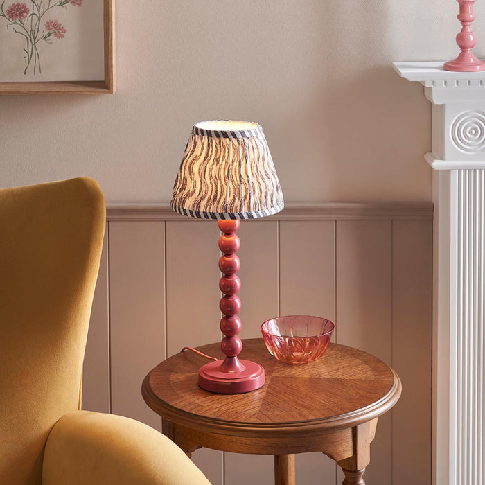 Higgledy And Ripple 20cm Pearl Grey Shade Table Lamp With Gloss Pink Clay Base