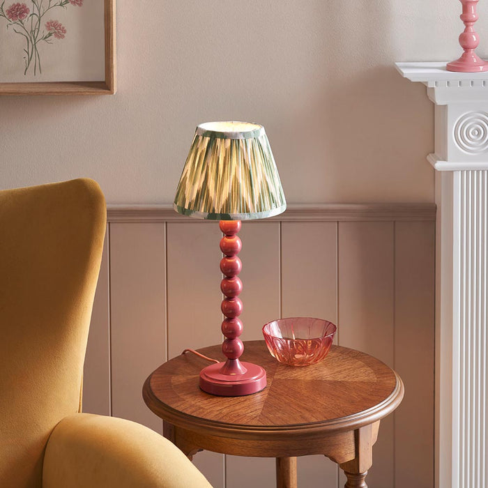 Higgledy And Zigzag 20cm Cotswold Green Shade Table Lamp With Gloss Pink Clay Base