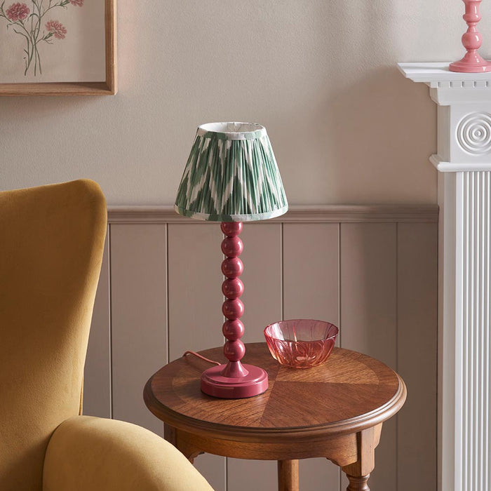 Higgledy And Zigzag 20cm Cotswold Green Shade Table Lamp With Gloss Pink Clay Base
