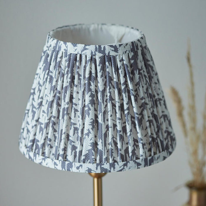 Santiago And Leaf 20cm Pearl Grey Shade Table Lamp In Brushed Aged Brass