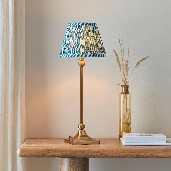 Santiago And Ripple 20cm Marlin Blue Shade Table Lamp In Brushed Aged Brass