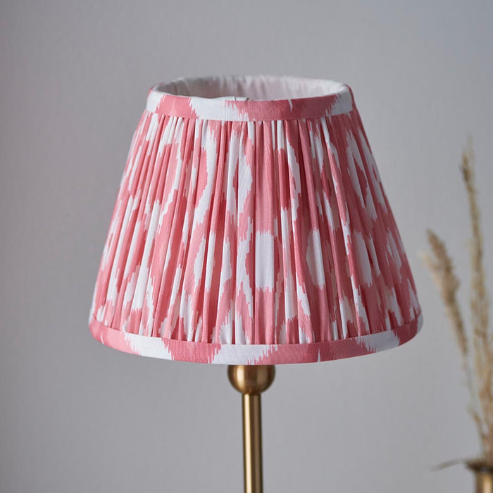 Santiago And Ikat 20cm Coral Pink Shade Table Lamp In Brushed Aged Brass
