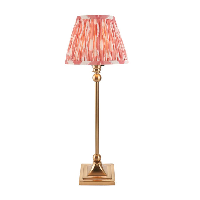 Santiago And Ikat 20cm Coral Pink Shade Table Lamp In Brushed Aged Brass