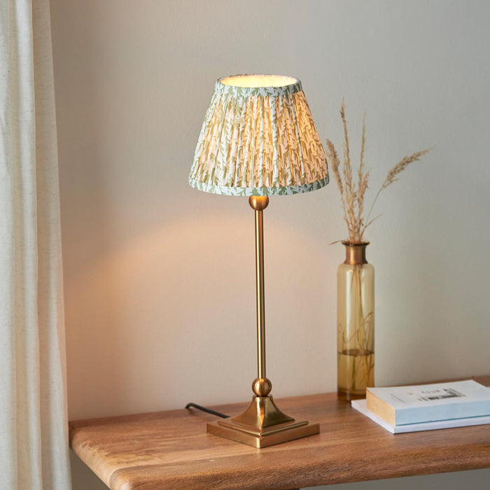 Santiago And Leaf 20cm Herb Garden Green Shade Table Lamp In Brushed Aged Brass