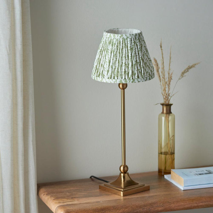 Santiago And Leaf 20cm Herb Garden Green Shade Table Lamp In Brushed Aged Brass