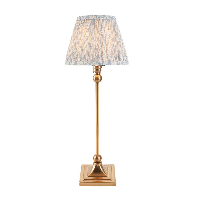 Santiago And Leaf 20cm Shell Bay Blue Shade Table Lamp In Brushed Aged Brass