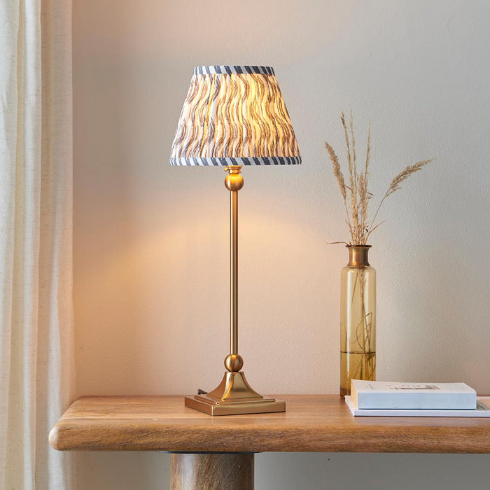 Santiago And Ripple 20cm Pearl Grey Shade Table Lamp In Brushed Aged Brass