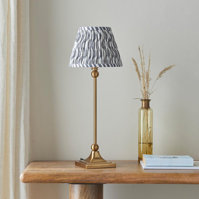 Santiago And Ripple 20cm Pearl Grey Shade Table Lamp In Brushed Aged Brass