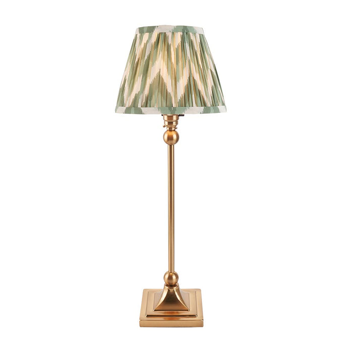 Santiago And Zigzag 20cm Cotswold Green Shade Table Lamp In Brushed Aged Brass