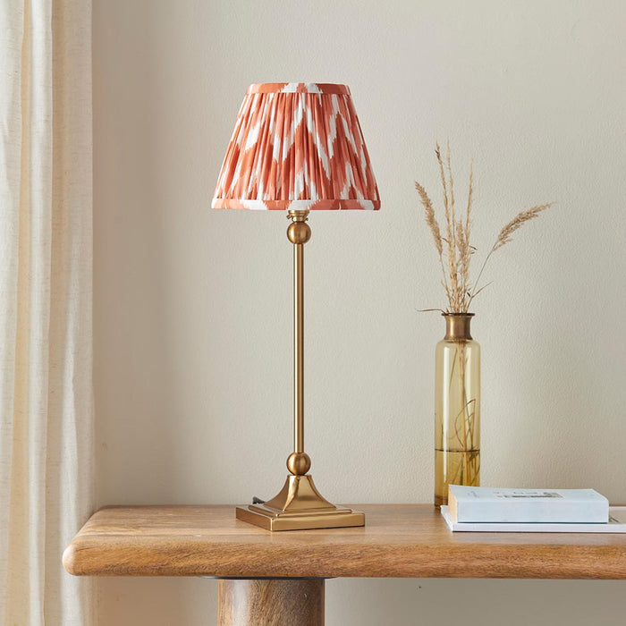 Santiago And Zigzag 20cm Apricot Orange Shade Table Lamp In Brushed Aged Brass