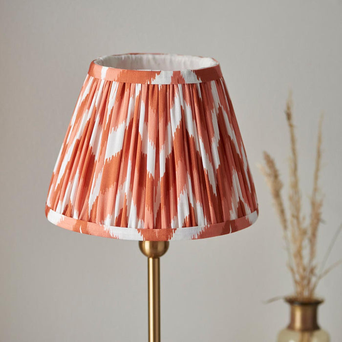 Santiago And Zigzag 20cm Apricot Orange Shade Table Lamp In Brushed Aged Brass