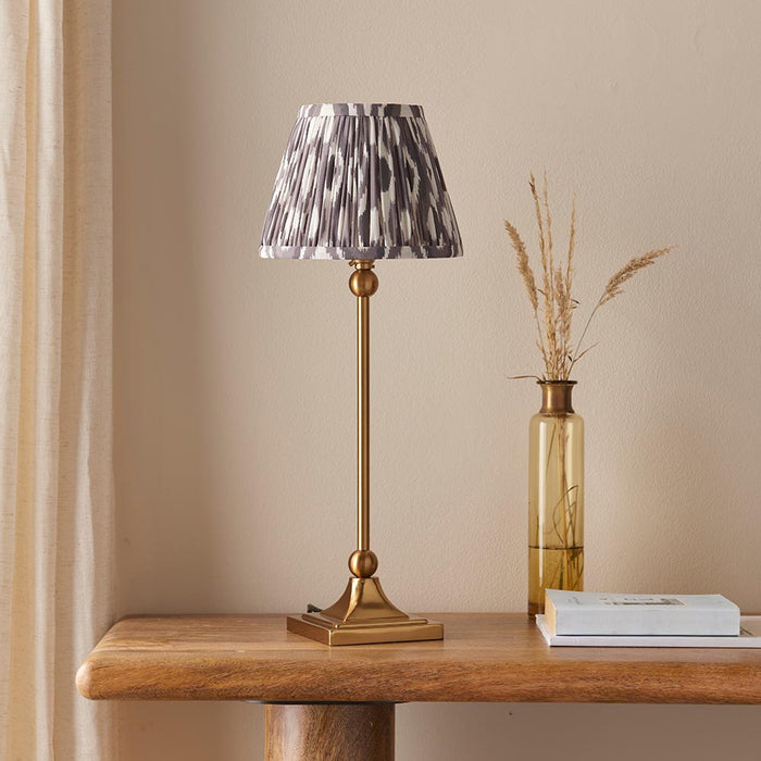 Santiago And Ikat 20cm Peral Grey Shade Table Lamp In Brushed Aged Brass
