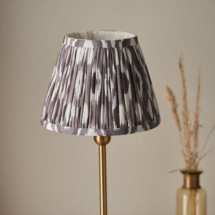 Santiago And Ikat 20cm Peral Grey Shade Table Lamp In Brushed Aged Brass